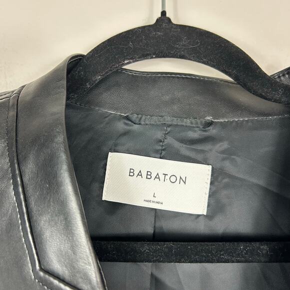 Aritzia Babaton Logan Faux Leather Jacket Blazer Black Sz Large - Picture 9 of 13